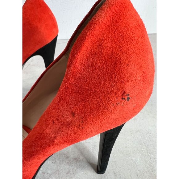 BCBGeneration Women Red Black Suede Leather High Heels Size 9 39 Mod‎ Edgy - Picture 7 of 14